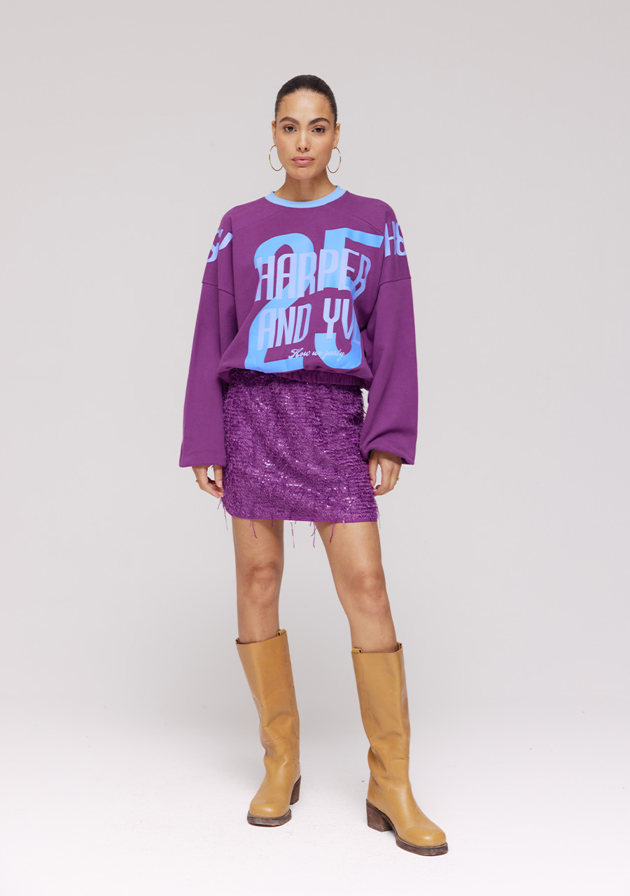 Harper & Yve Sweater How we party DW25Y503 Paars