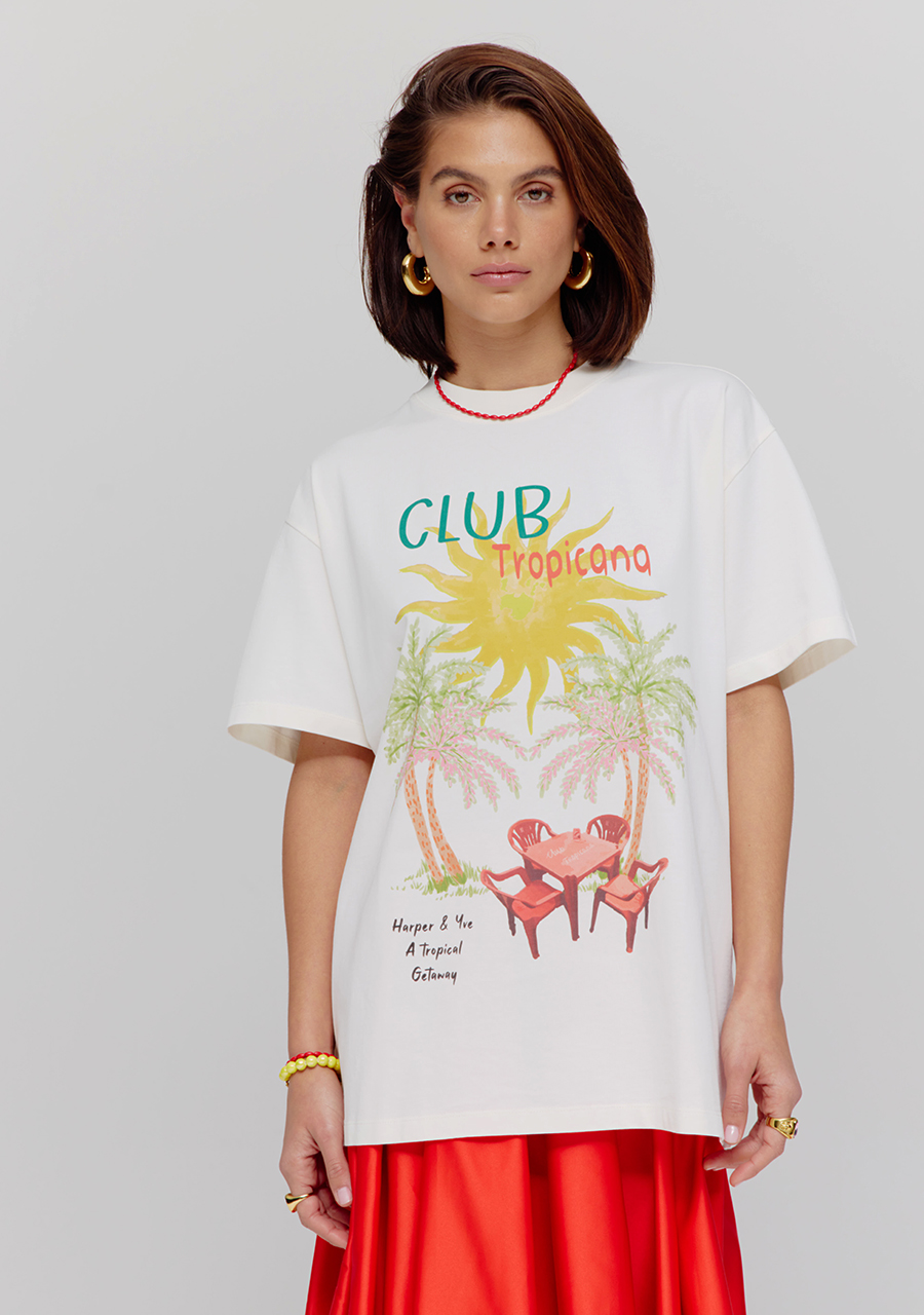 Harper & Yve T-shirt Tropical HST25Y300 Wolwit-ecru