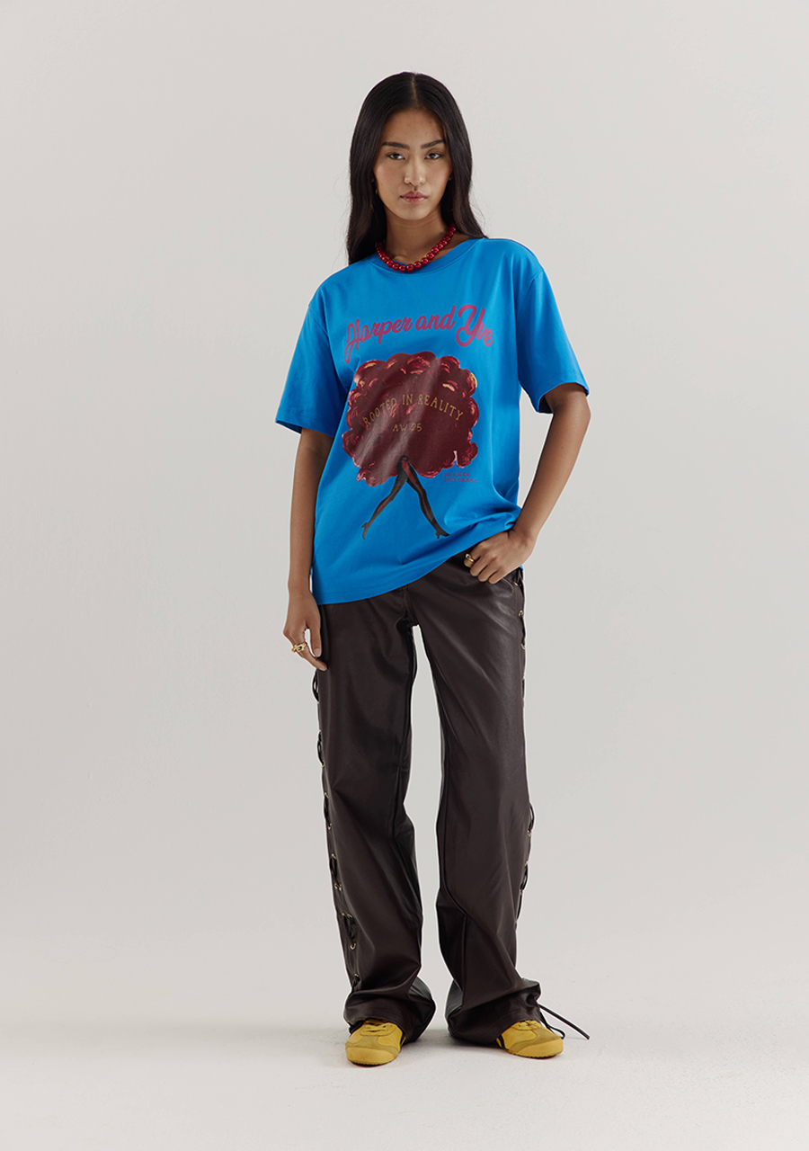 Harper & Yve T-Shirt Rooted in reality AW25Y305 Blauw