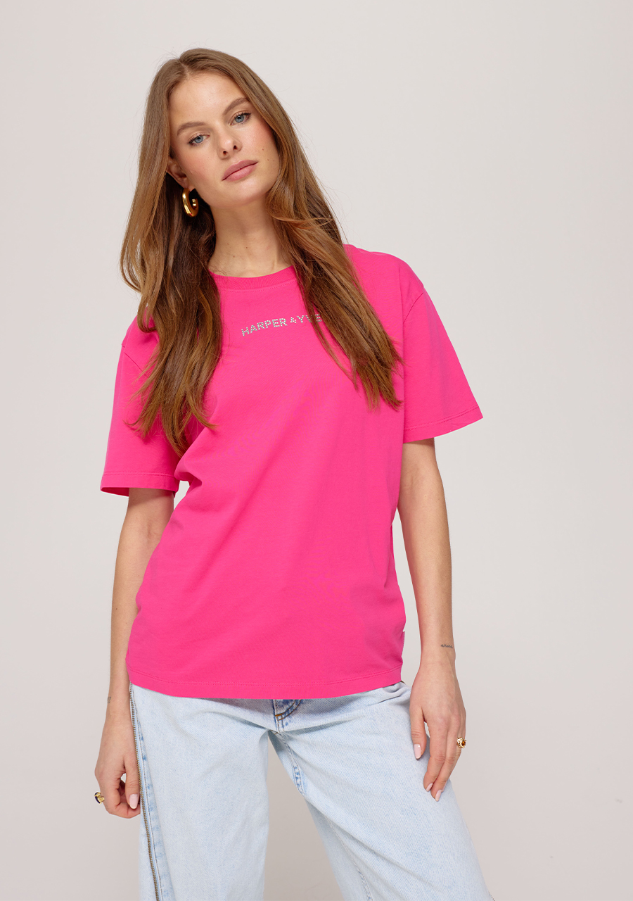 Harper & Yve T-shirt Rhinestone SS25Y301 Roze