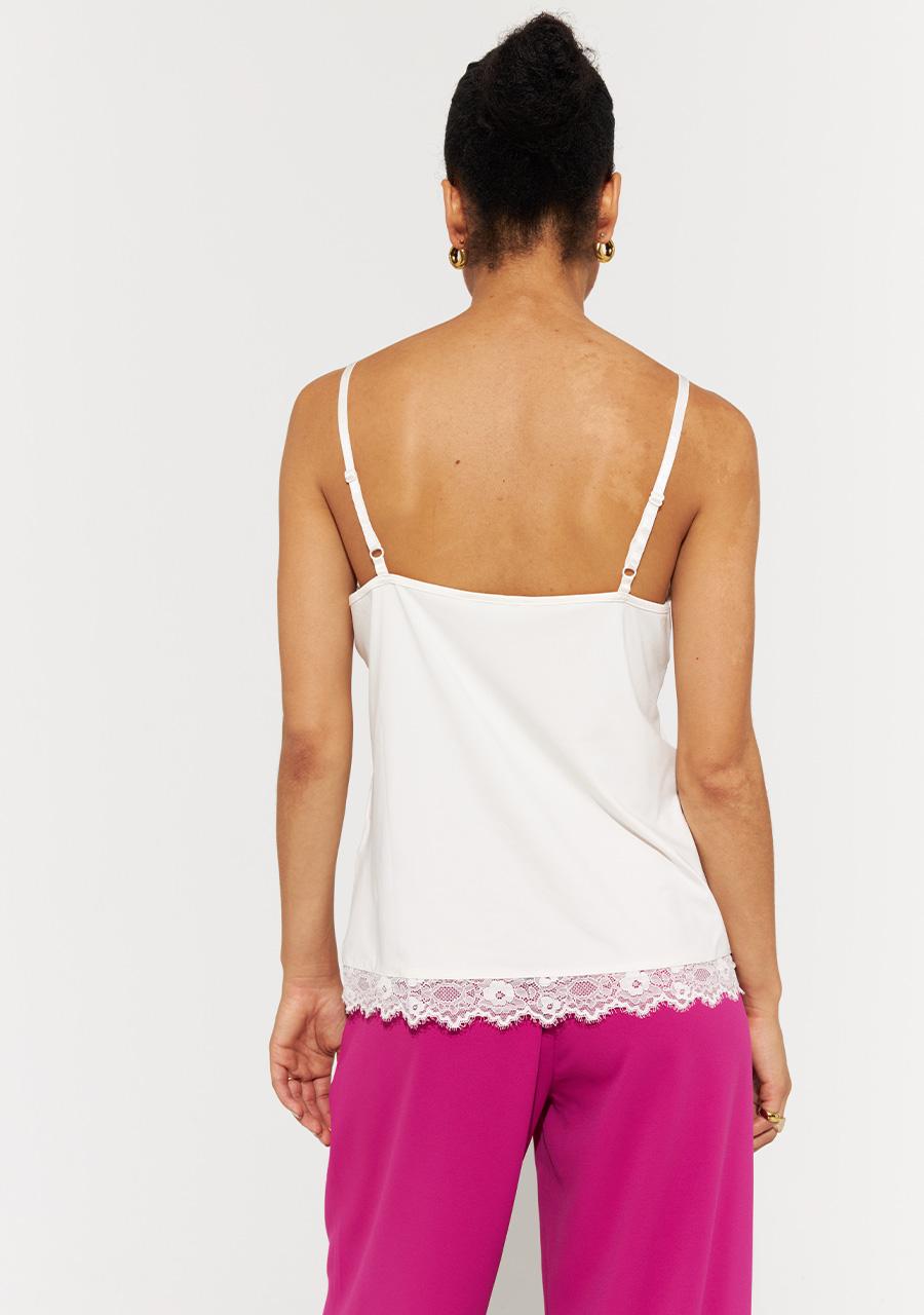 Harper & Yve Kanten top Yve FW23P400 Wolwit-ecru