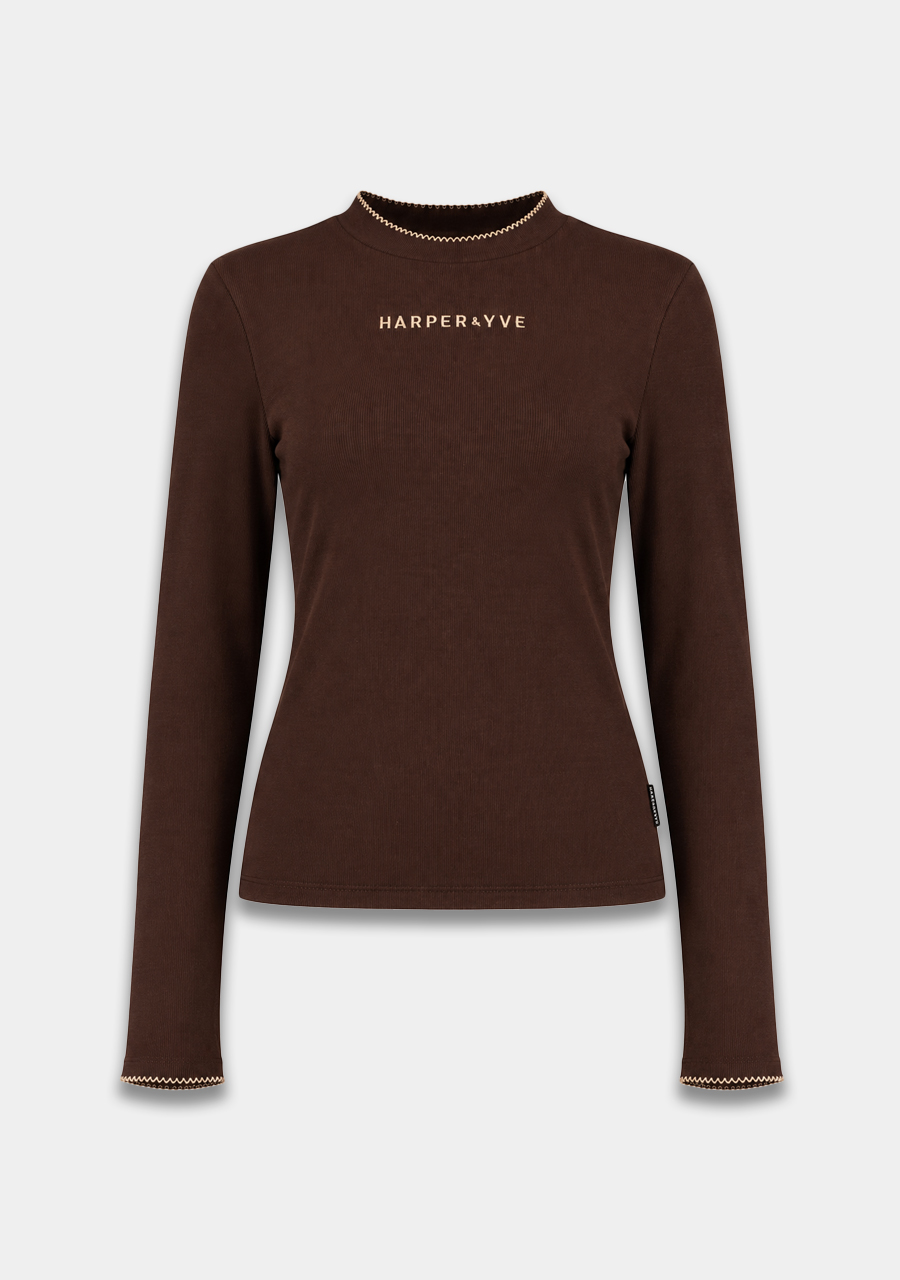 Harper & Yve T-shirt Cammy DW6P612 Donker bruin