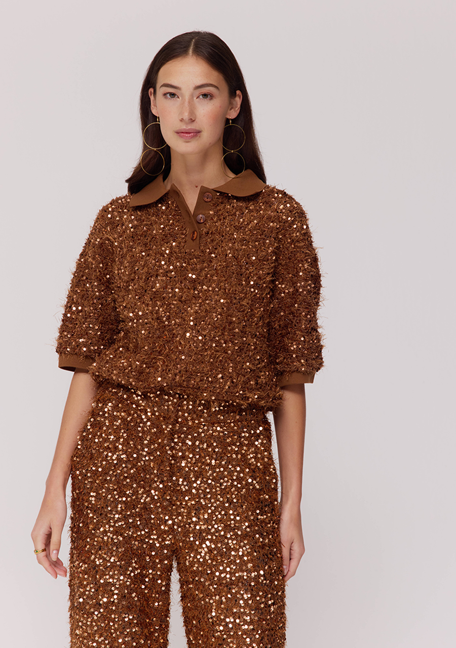 Harper & Yve Top Sanny DW25P412 Bruin