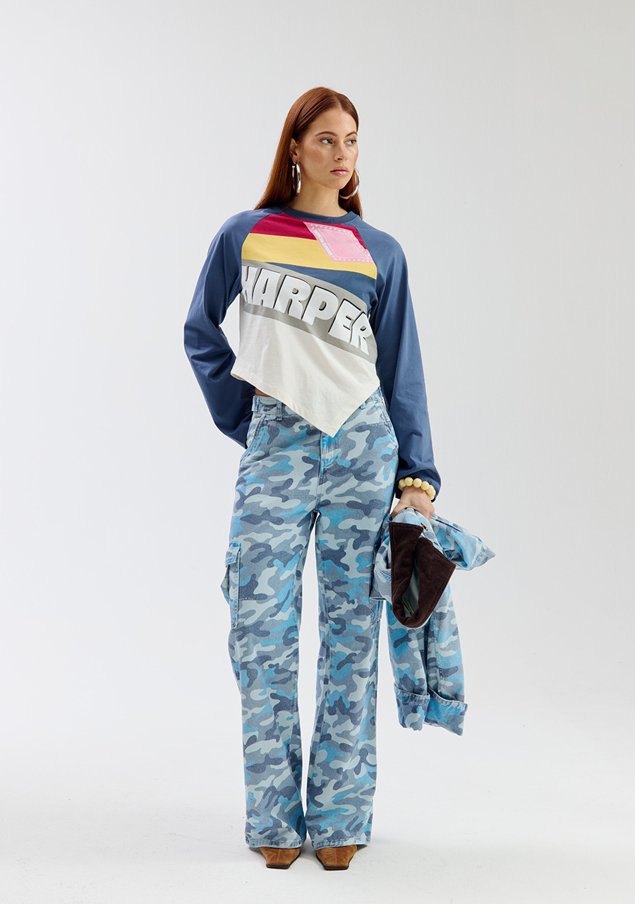 Harper & Yve Shirt Mexican summer SS6Y500 Raf blauw