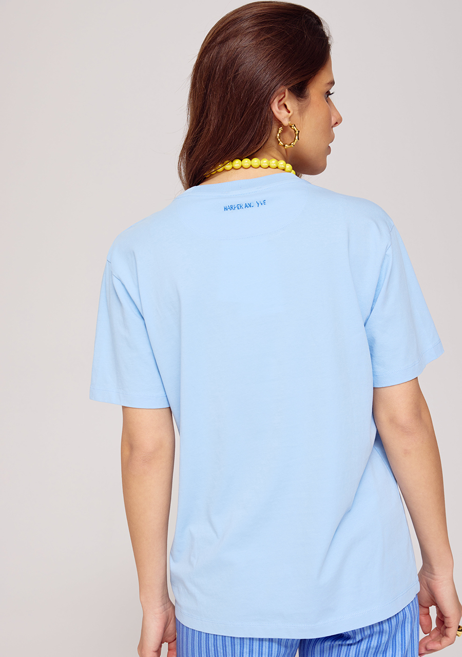 Harper & Yve T-shirt Pinkfish HS25Y306 Licht blauw