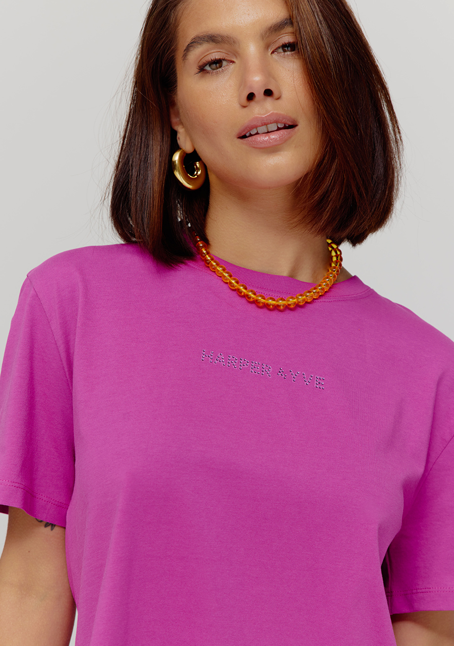 Harper & Yve T-shirt Cropedlogo HS25Y310 Paars