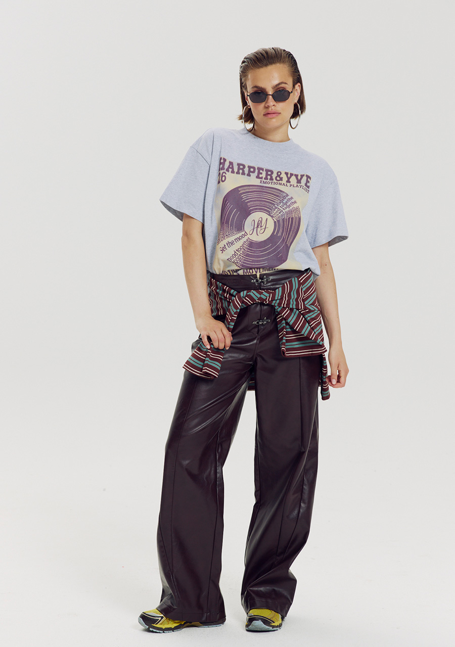 Harper & Yve T-shirt Playlist AW6Y305 Licht grijs