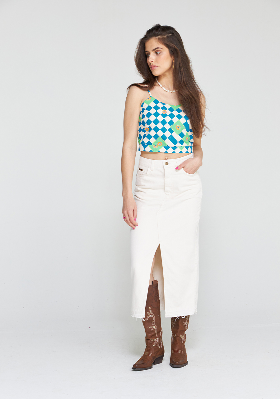 Harper & Yve Denim rok Yve HS24X002 Wolwit-ecru