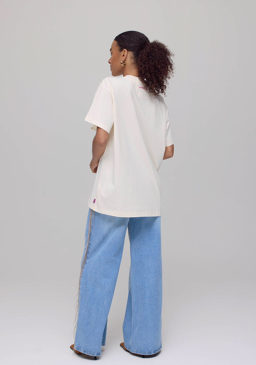 Harper & Yve T-shirt No drama club AW25Y307 Ecru