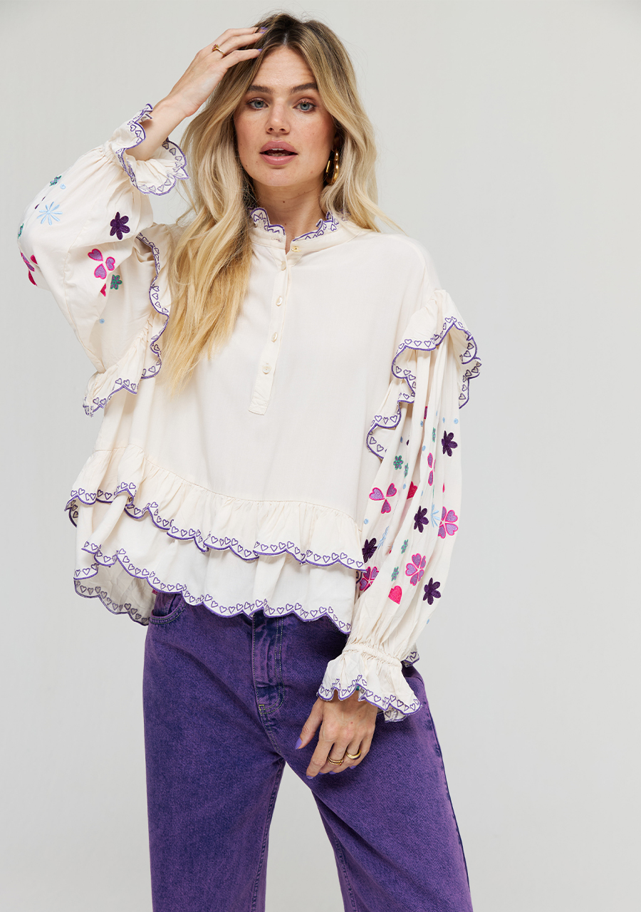 Harper & Yve Blouse Joan AW24P605 Wolwit-ecru