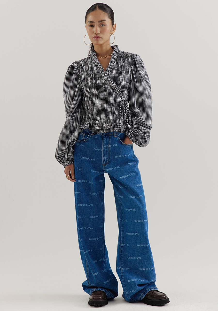 Harper & Yve Blouse Debby AW25P605 Zwart/Wit