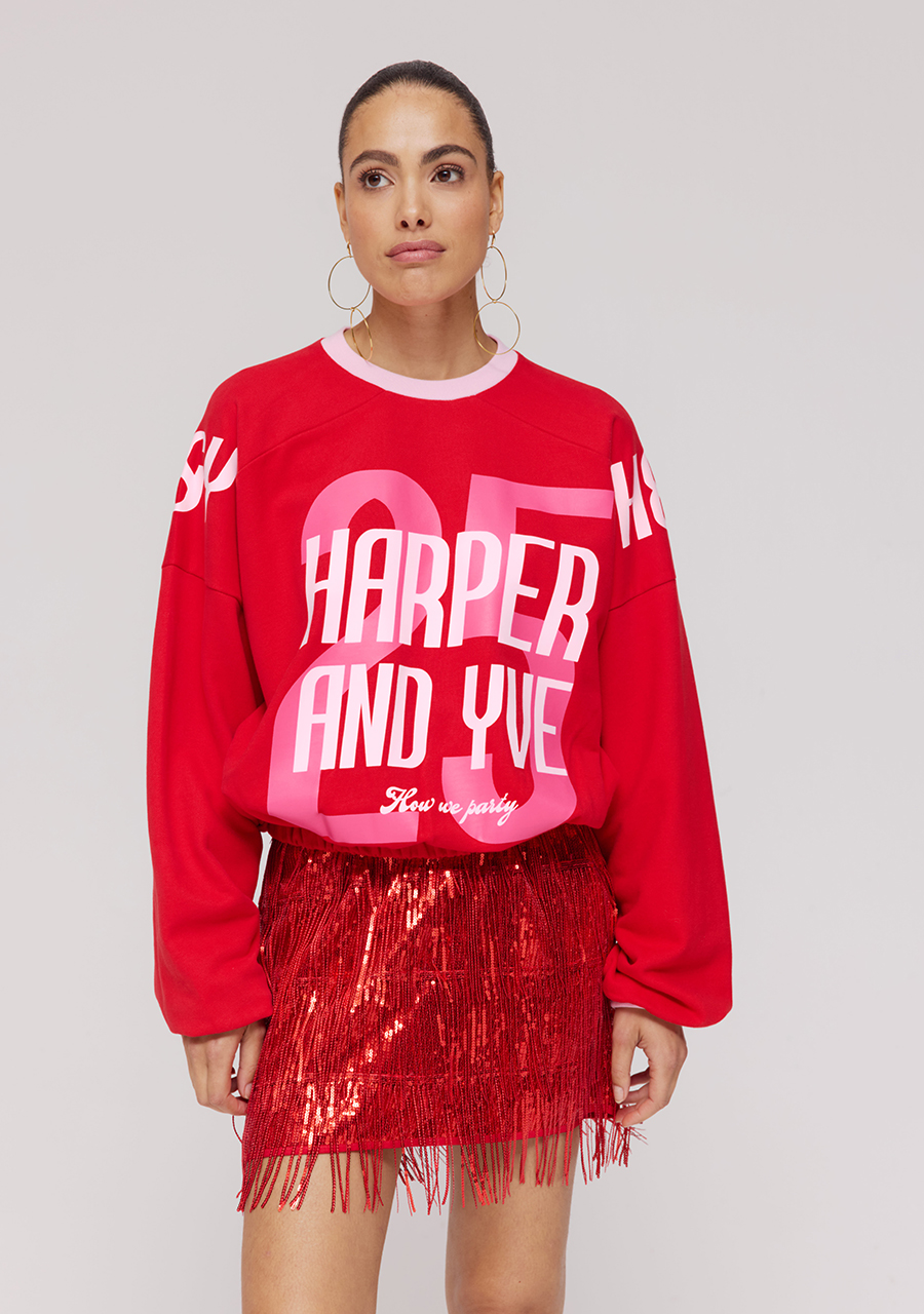 Harper & Yve Sweater How we party DW25Y503 Rood