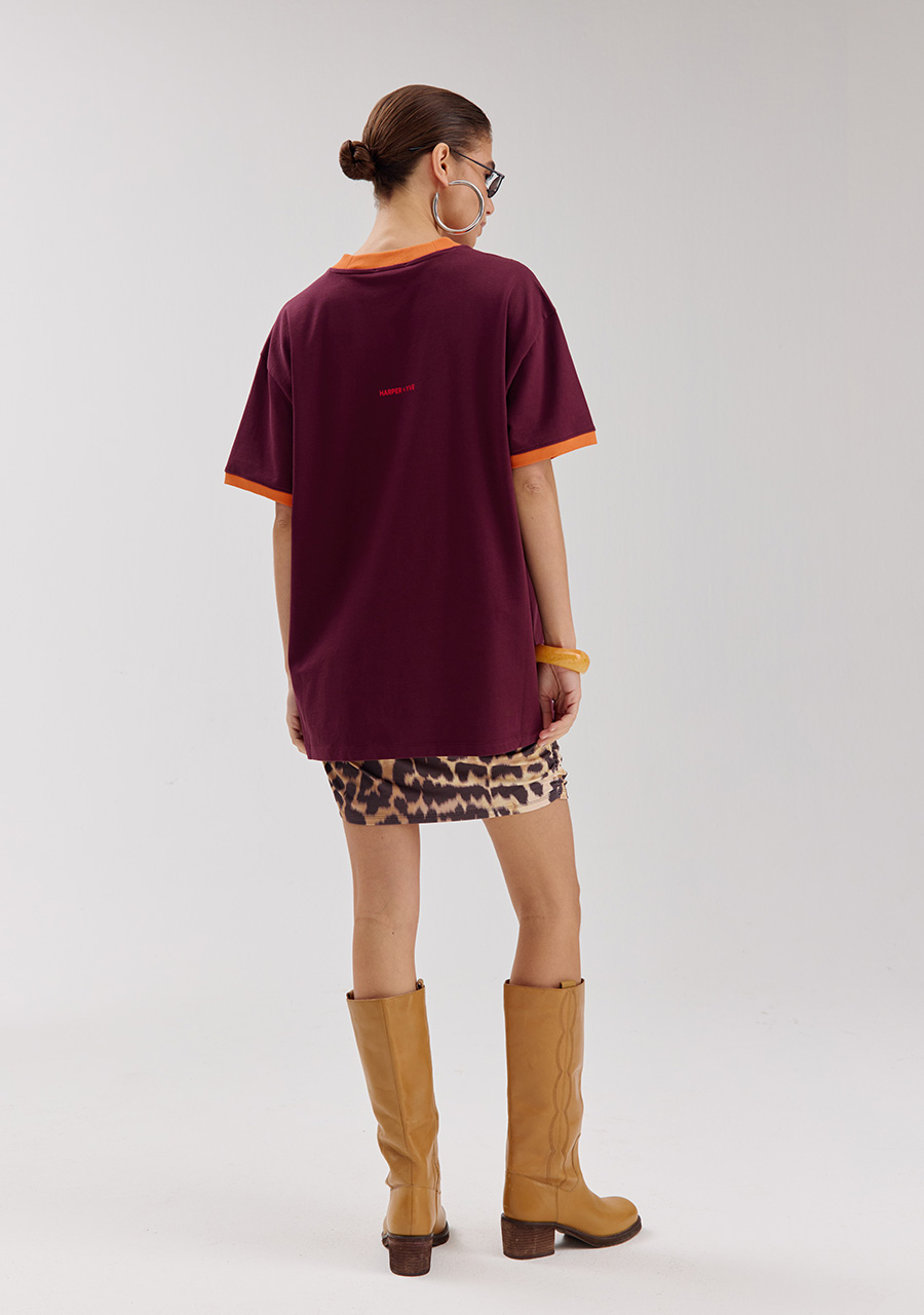 Harper & Yve T-shirt Club corazon SS6Y307 Donker Paars