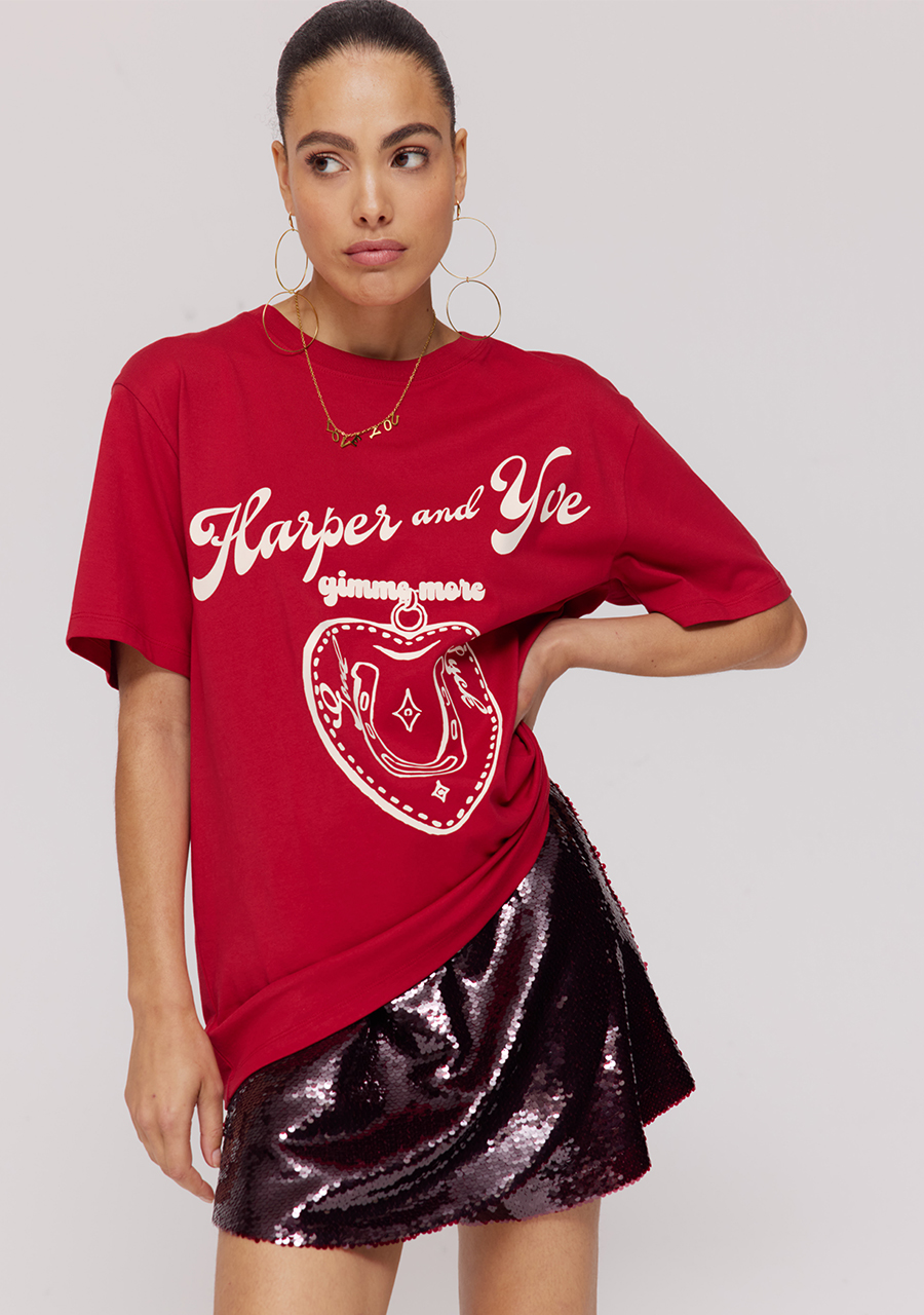 Harper & Yve T-shirt Gimme more Luck DW25Y301 Rood