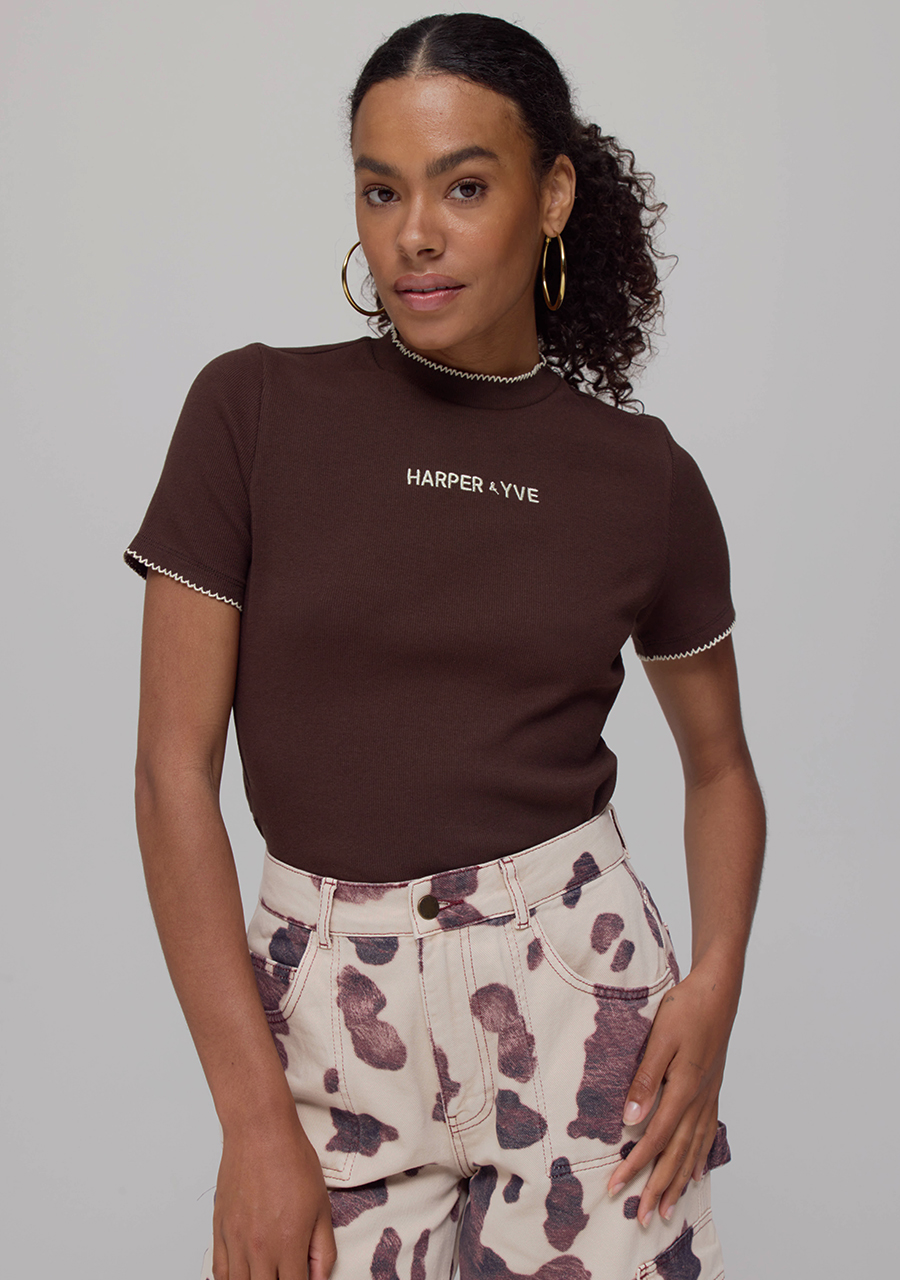 Harper & Yve Top Cammy AW25P400 Donker bruin
