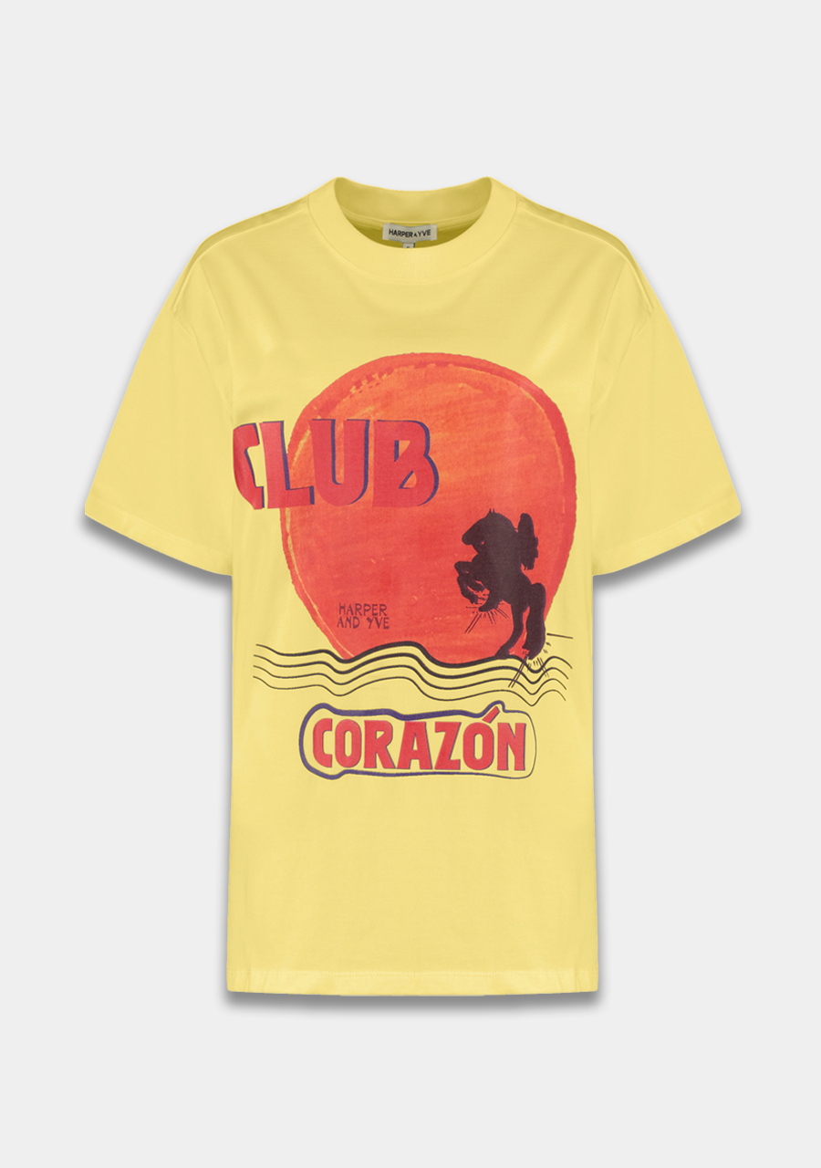 Harper & Yve T-shirt Club corazon SS6Y307 Licht geel