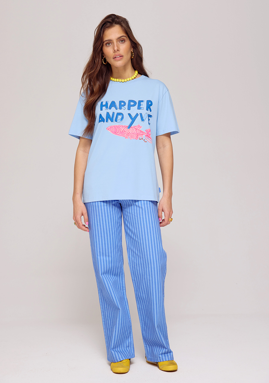 Harper & Yve T-shirt Pinkfish HS25Y306 Licht blauw
