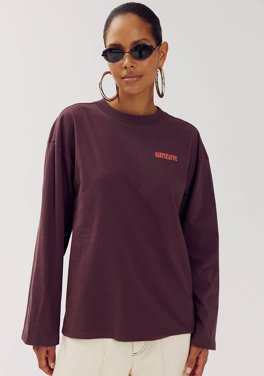 Harper & Yve T-shirt Elana AW6Y502 Donker Paars