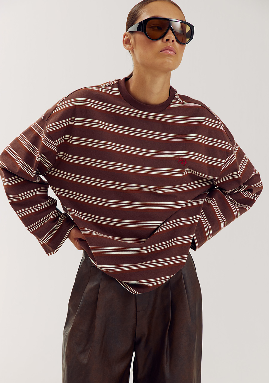 Harper & Yve T-shirt Tommy DW6P609 Donker bruin
