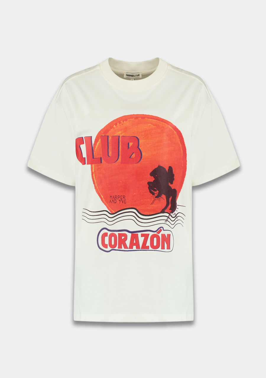 Harper & Yve T-shirt Club corazon SS6Y307 Ecru