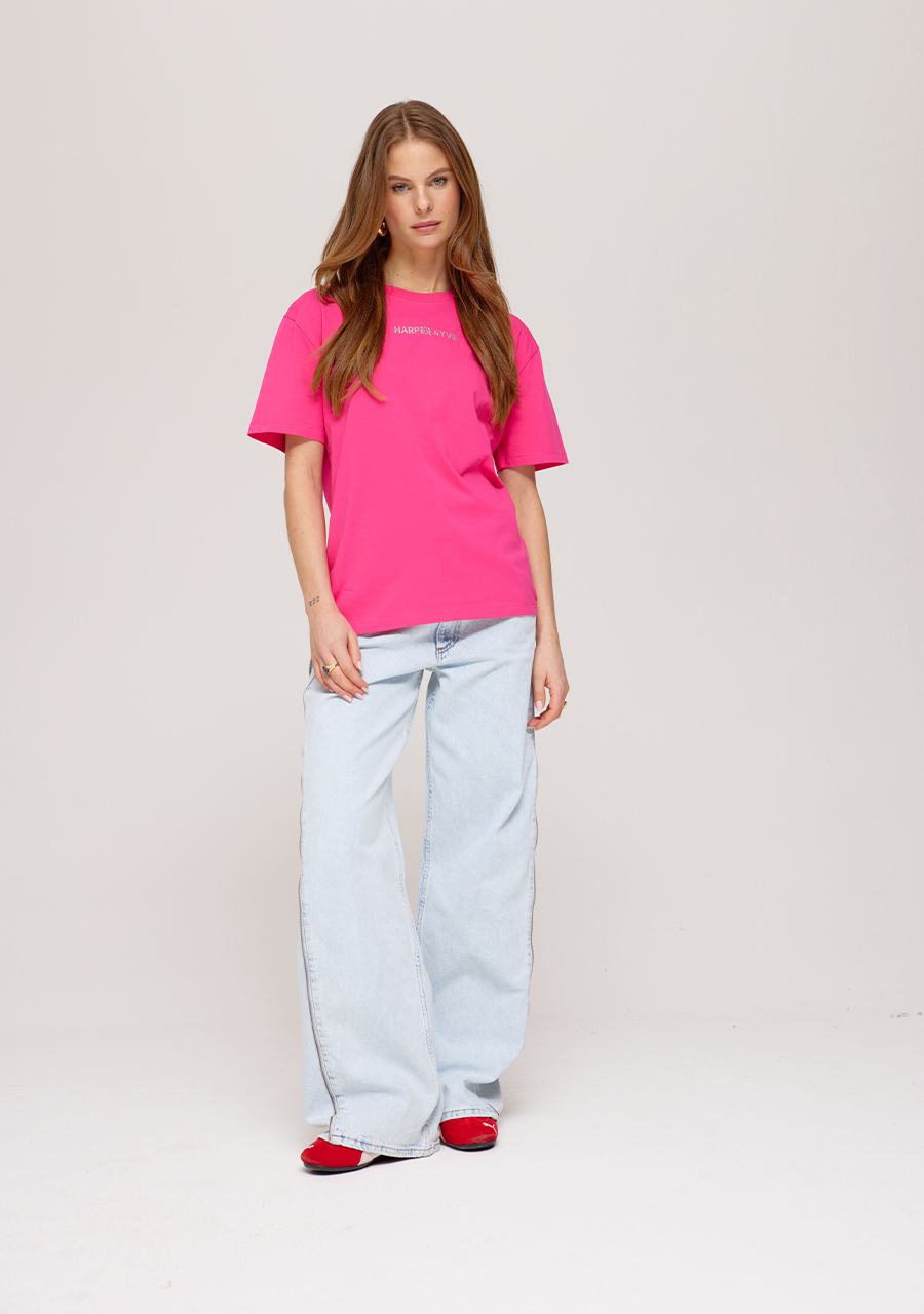 Harper & Yve T-shirt Rhinestone SS25Y301 Roze