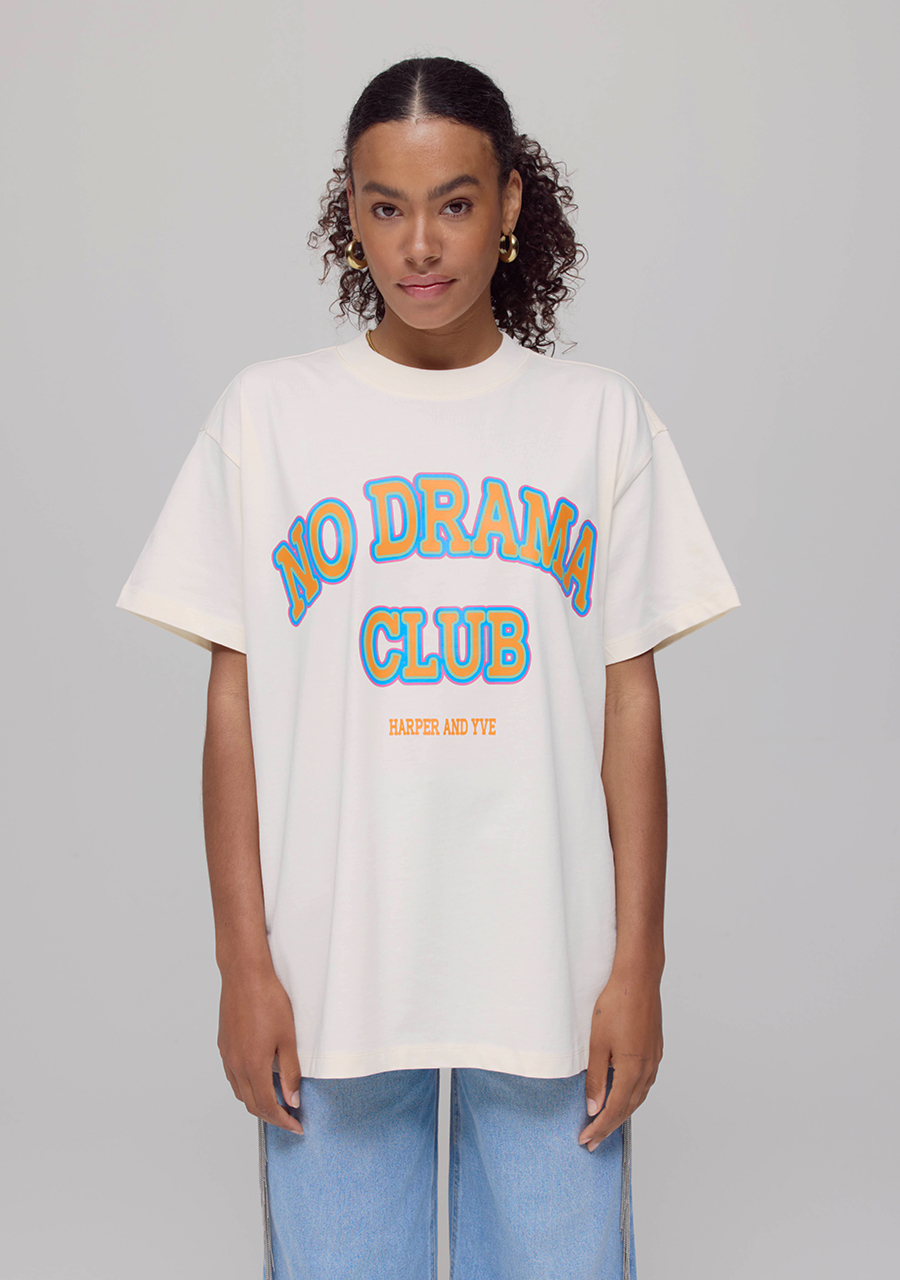 Harper & Yve T-shirt No drama club AW25Y307 Ecru
