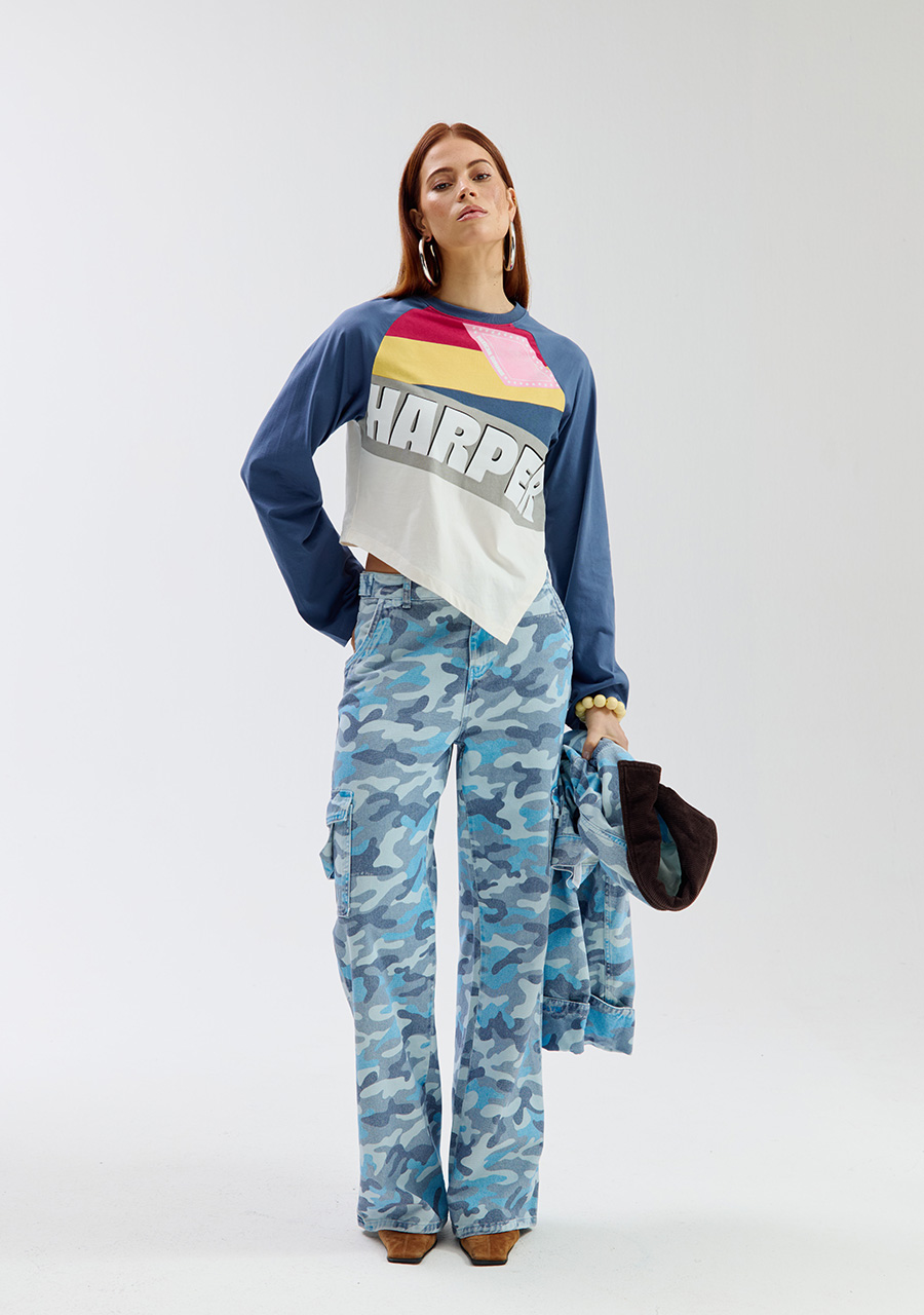 Harper & Yve Shirt Mexican summer SS6Y500 Raf blauw