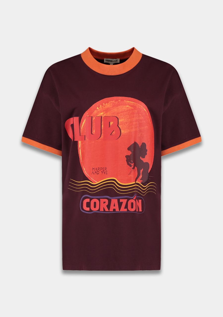 Harper & Yve T-shirt Club corazon SS6Y307 Donker Paars