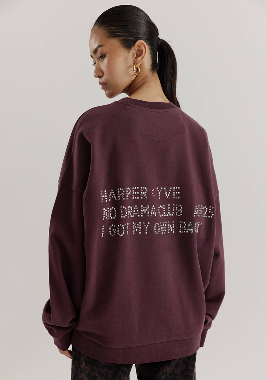Harper & Yve Sweater Rhinestone AW25Y511 Donker bruin