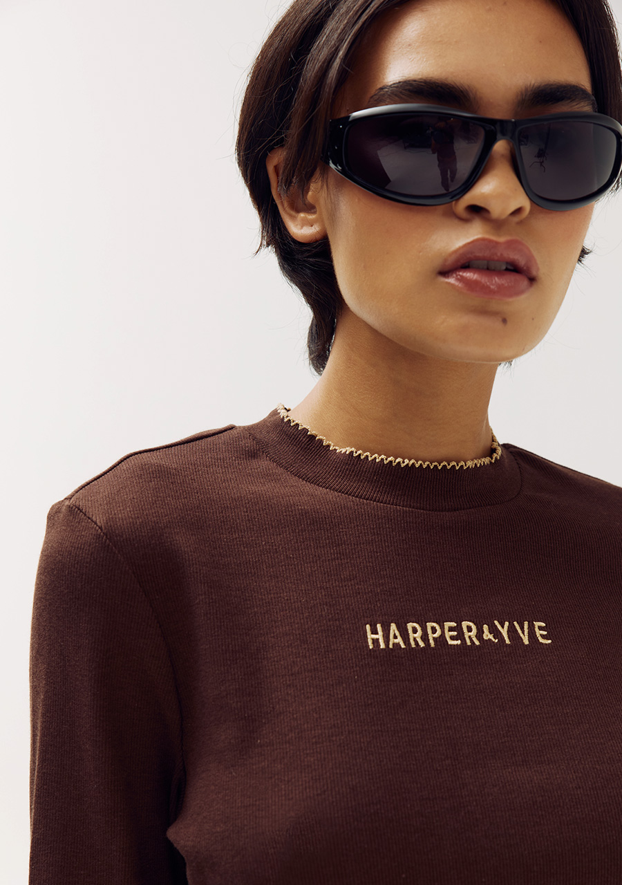 Harper & Yve T-shirt Cammy DW6P612 Donker bruin