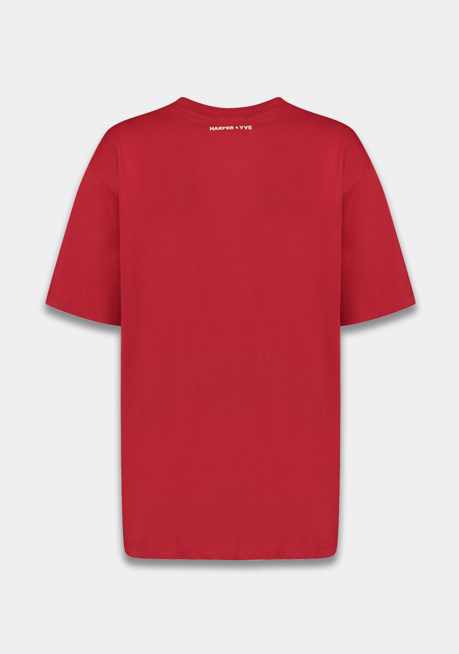Harper & Yve T-shirt Gimme more Luck DW25Y301 Rood