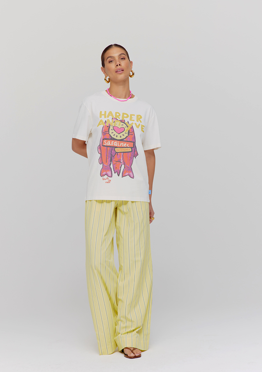 Harper & Yve T-shirt Sardines HS25Y308 Wolwit-ecru