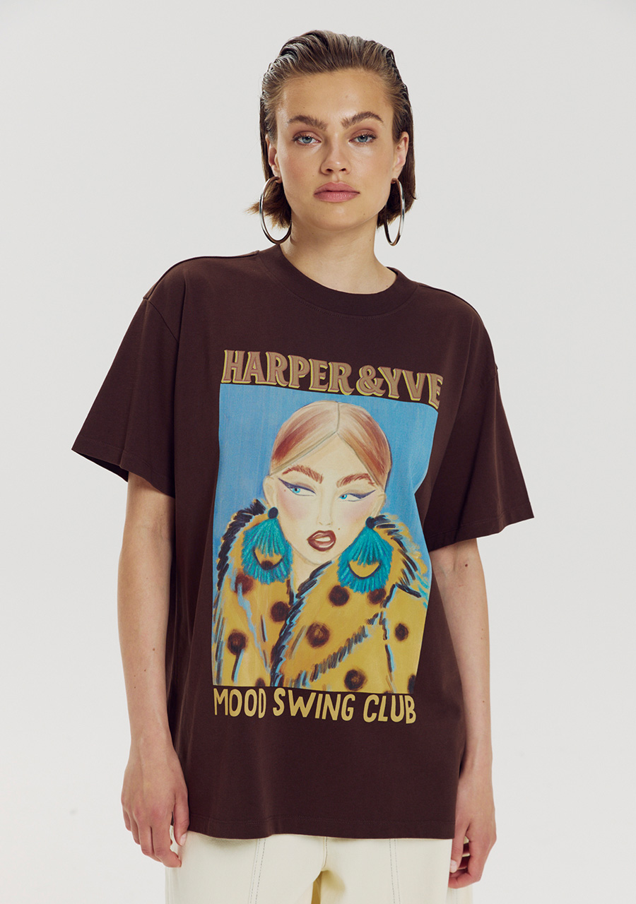 Harper & Yve T-shirt Moody AW6Y301 Donker bruin
