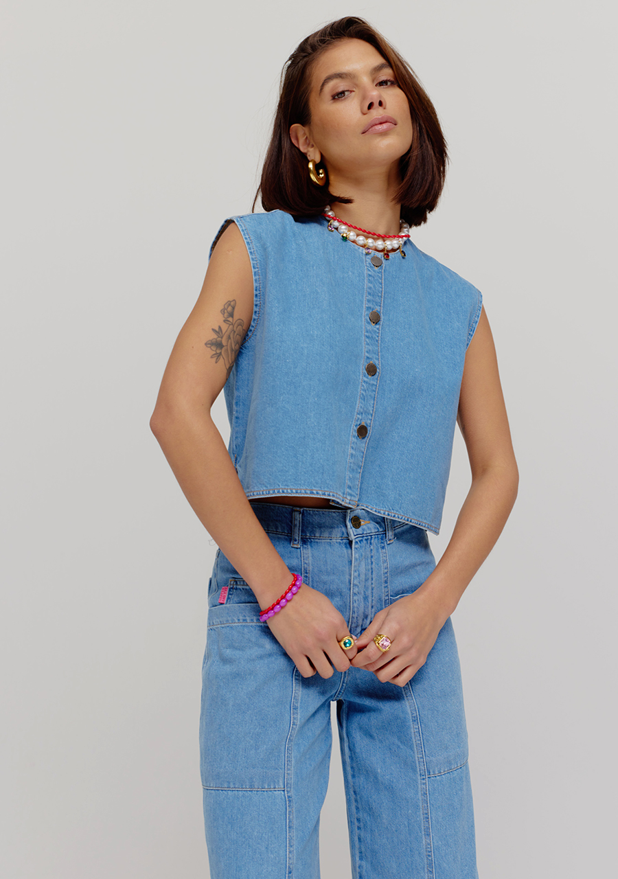 Harper & Yve Gilet Gilly HS25R201 Jeans blauw