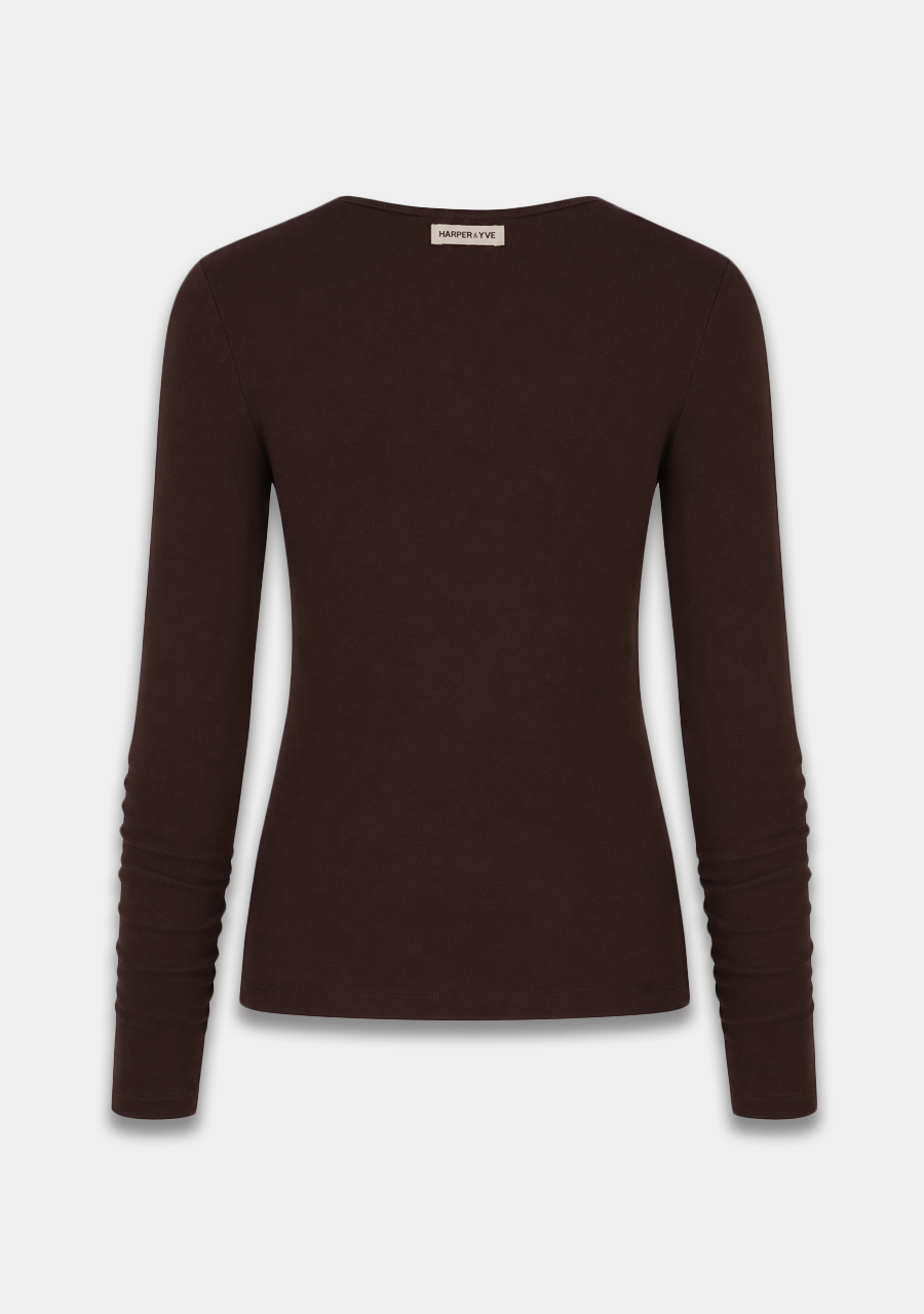 Harper & Yve Top Jason AW6P620 Donker bruin