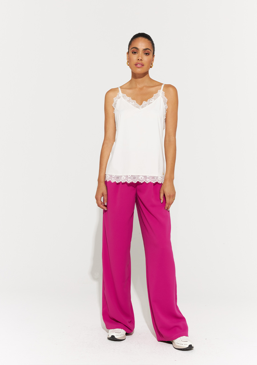 Harper & Yve Kanten top Yve FW23P400 Wolwit-ecru