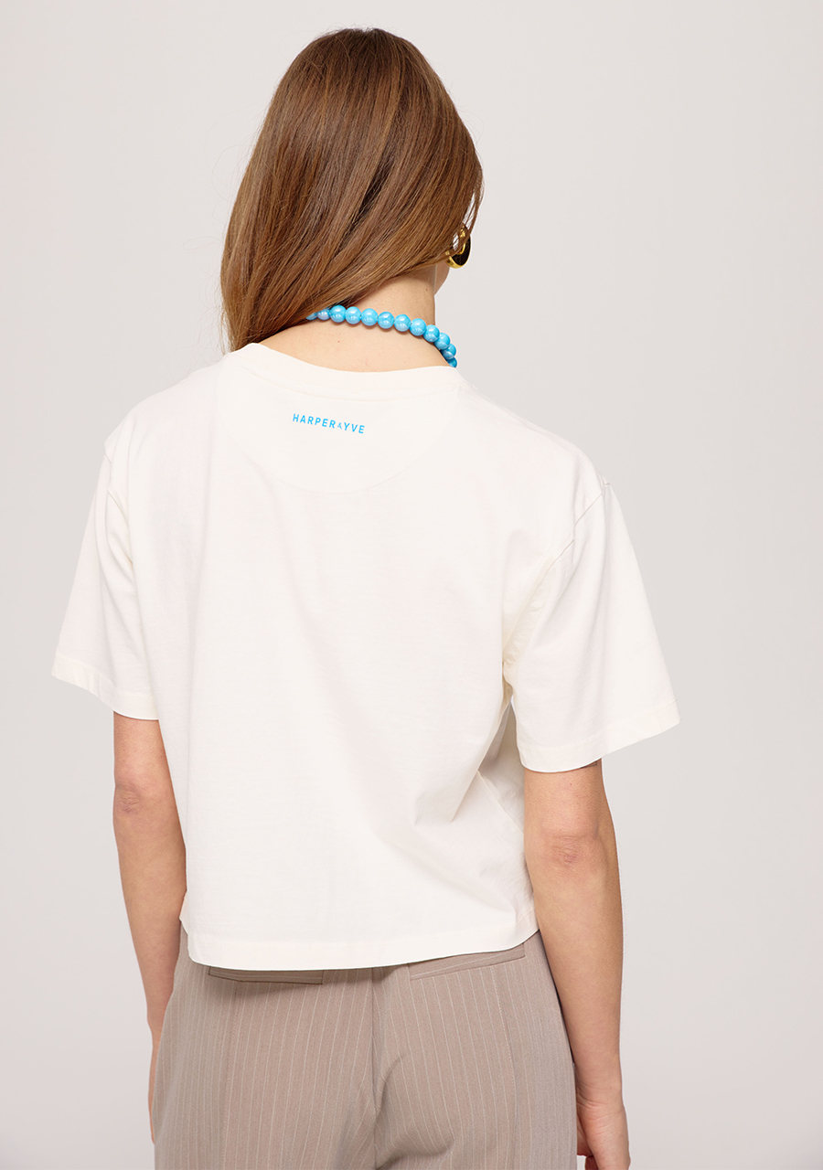 Harper & Yve T-shirt cropped Hotstuff SS25Y308 Ecru