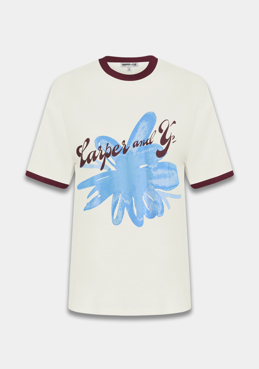 Harper & Yve T-shirt Flower DW25Y302 Ecru
