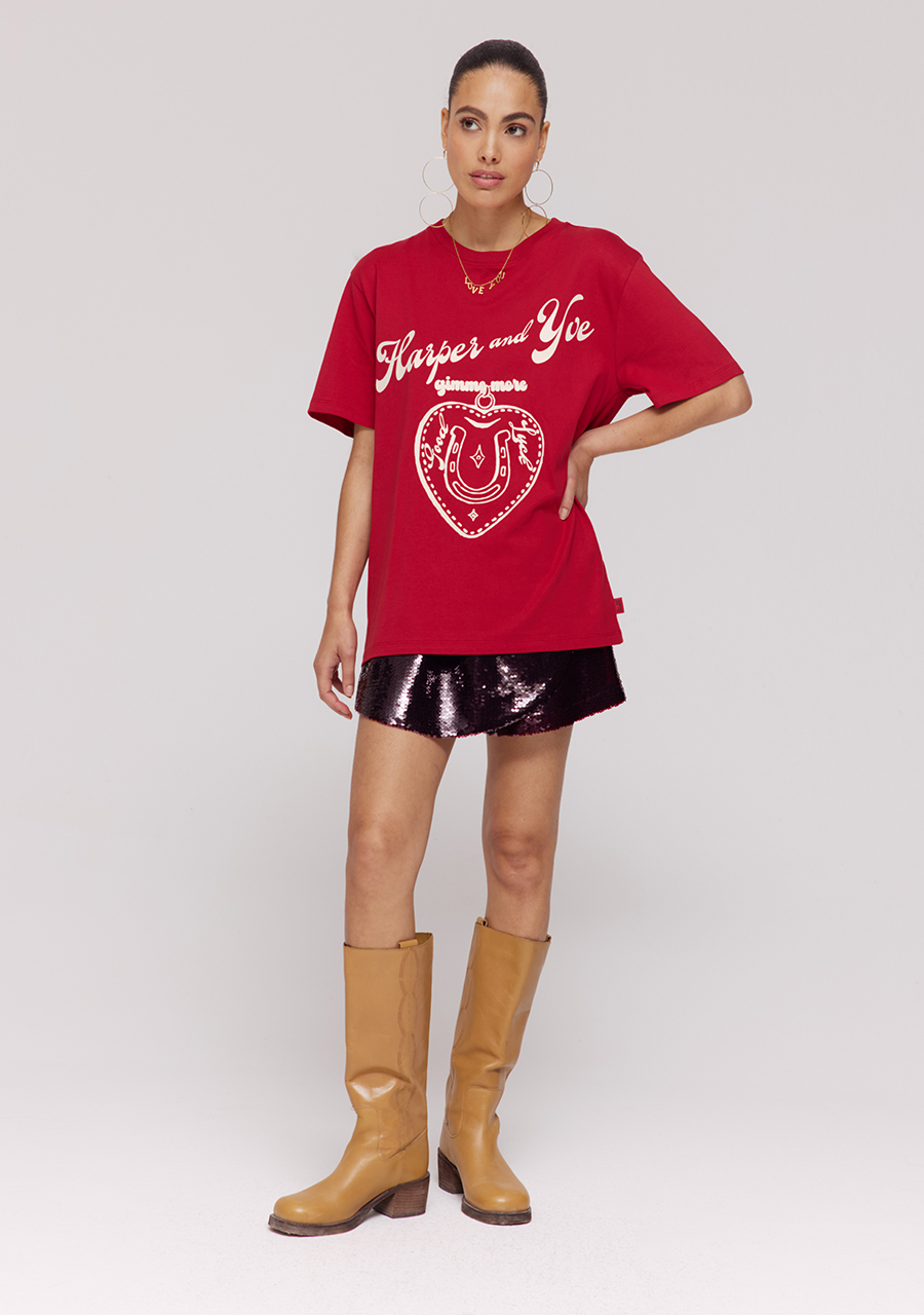 Harper & Yve T-shirt Gimme more Luck DW25Y301 Rood