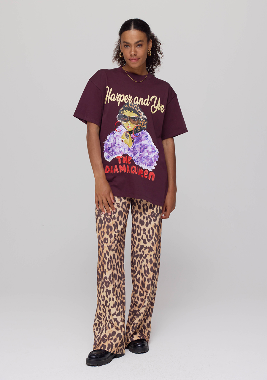 Harper & Yve T-shirt Dramaqueen AW25Y301 Donker bruin