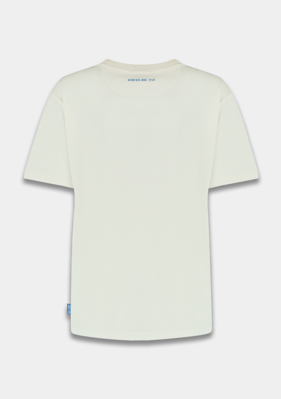 Harper & Yve T-shirt Pinkfish HS25Y306 Wolwit-ecru