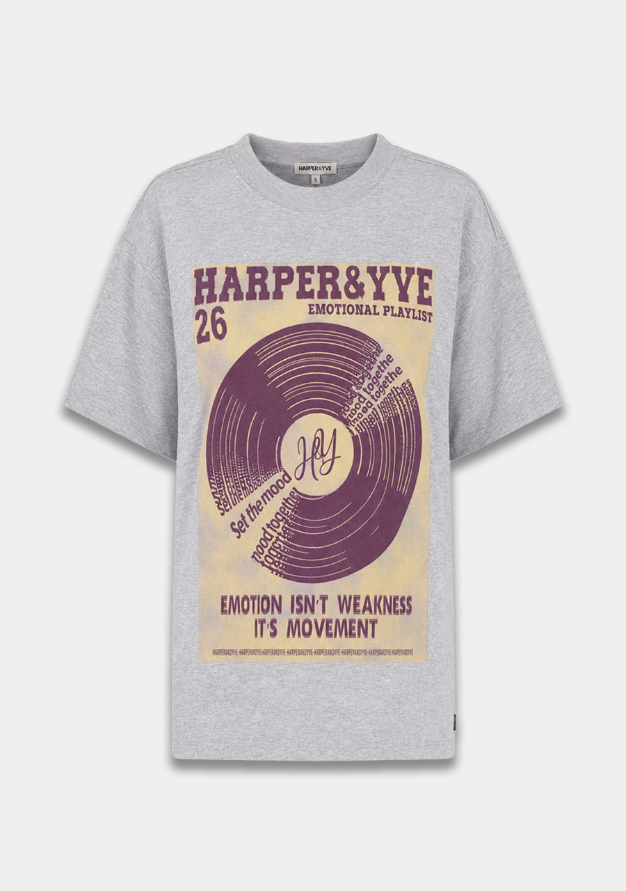 Harper & Yve T-shirt Playlist AW6Y305 Licht grijs