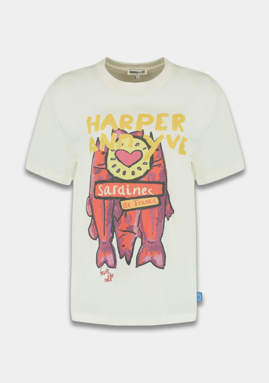 Harper & Yve T-shirt Sardines HS25Y308 Wolwit-ecru