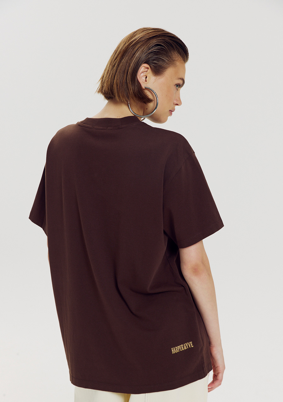 Harper & Yve T-shirt Moody AW6Y301 Donker bruin