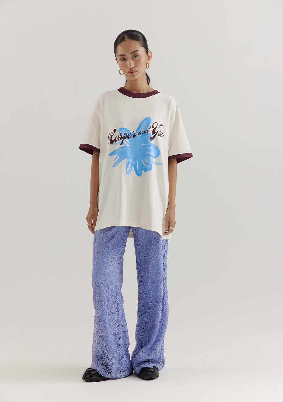 Harper & Yve T-shirt Flower DW25Y302 Ecru