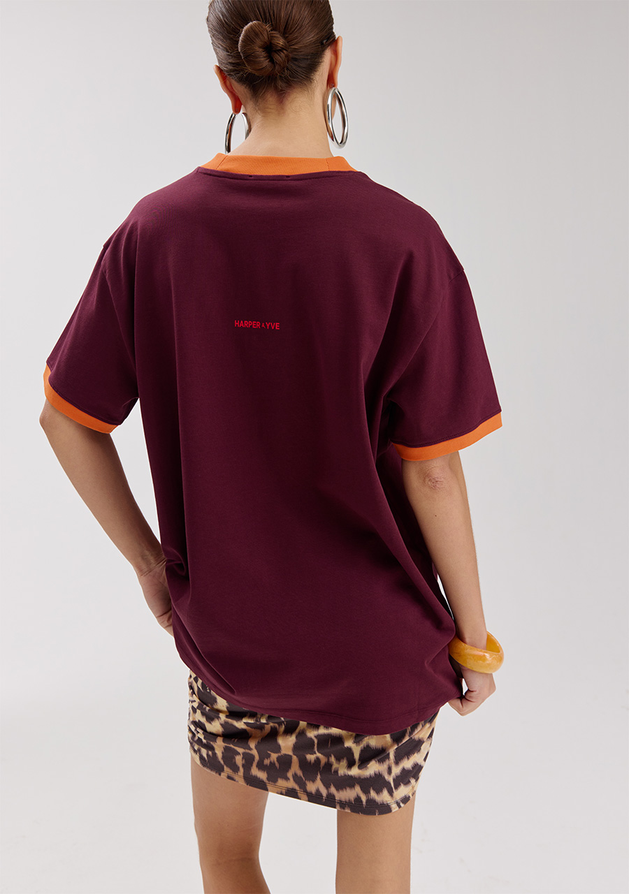 Harper & Yve T-shirt Club corazon SS6Y307 Donker Paars