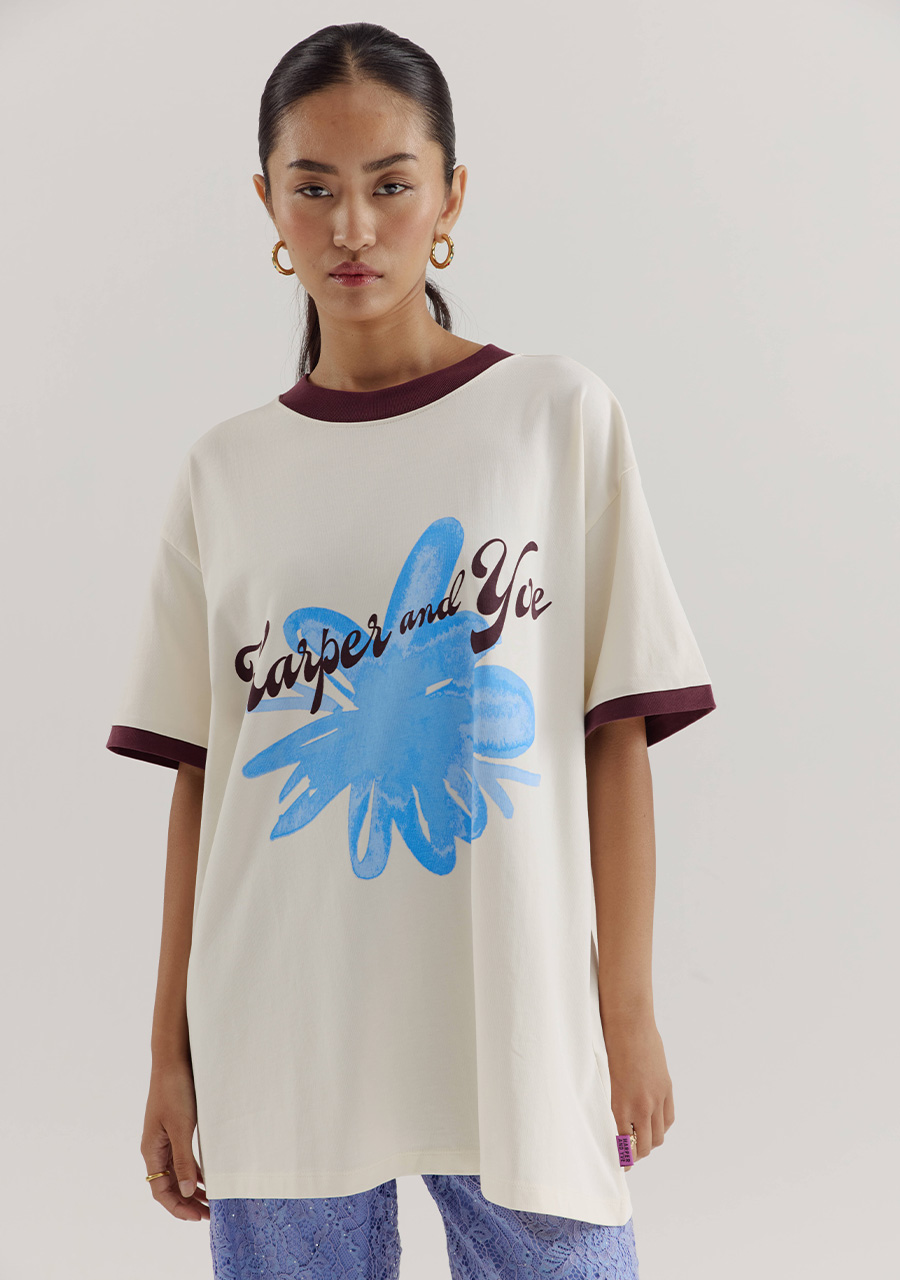 Harper & Yve T-shirt Flower DW25Y302 Ecru