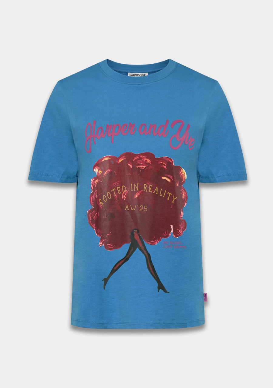 Harper & Yve T-Shirt Rooted in reality AW25Y305 Blauw