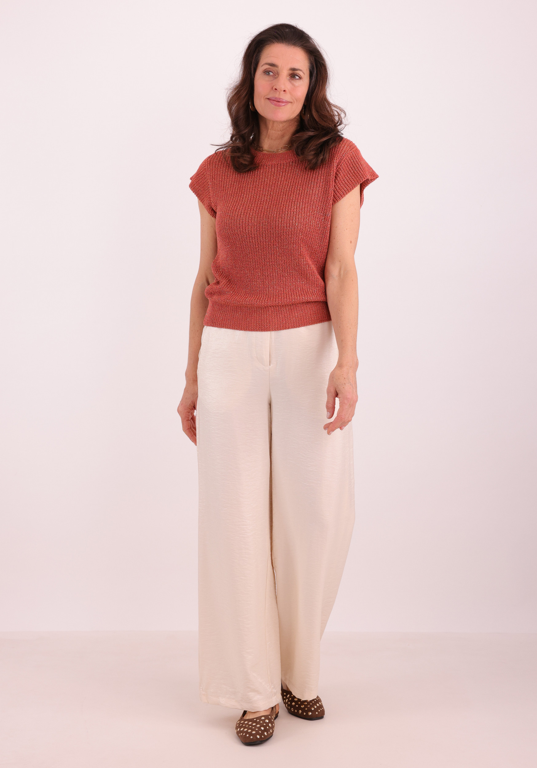 Geisha Trui korte mouwen 64082-70 Steenrood