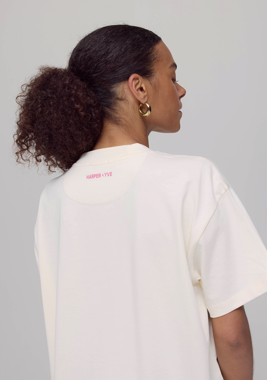 Harper & Yve T-shirt No drama club AW25Y307 Ecru